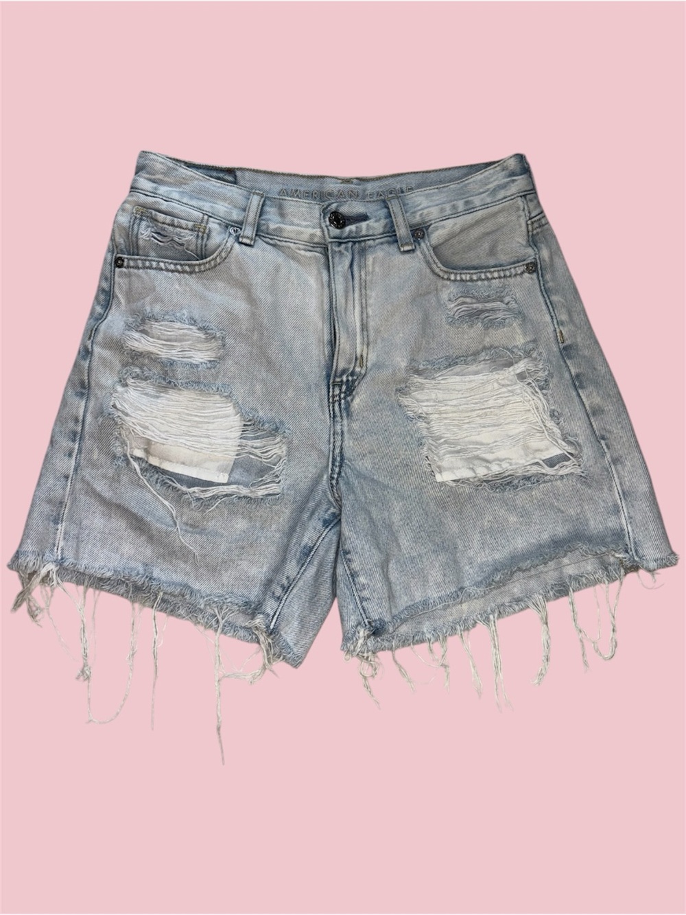 American Eagle Distressed Light Blue Denim Shorts